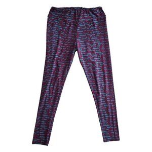 LaLaRue Leggings One Size Black Cat on Maroon Background Athleticwear EUC Yoga